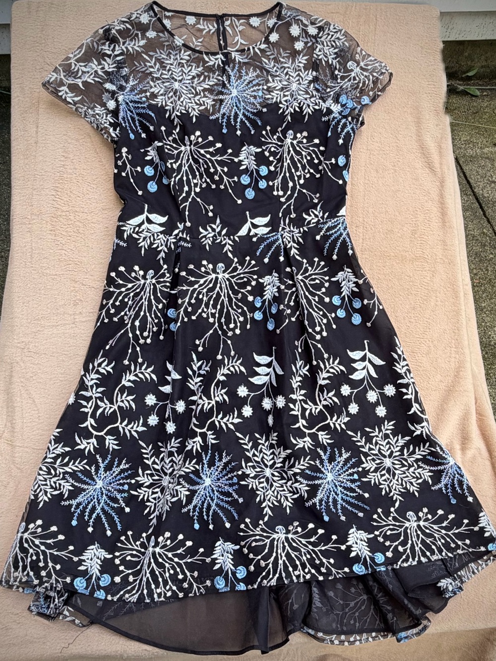 Adrianna Papell Ethereal Floral Embroidered Fit & Flare Dress size 4